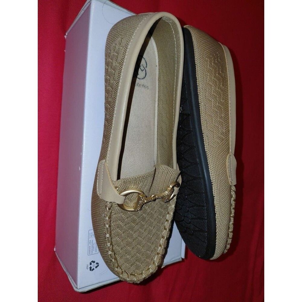 Daisy Fuentes Tan Knit Loafers with Gold Horsebit